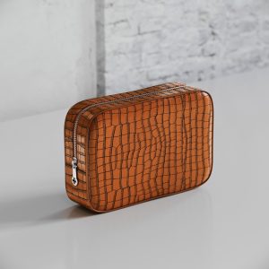 Conti Wash Bag Pouch Tan Crocodile Leather Bundle