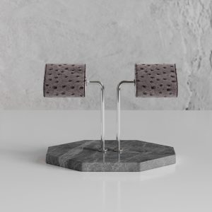 Etier Double Watch Stand - Hermes Marble & Grigio Ostrich Leather
