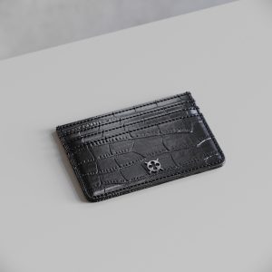 Fiore 7 Slot Card Holder Nero Crocodile Leather