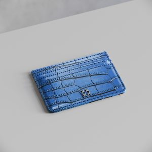 Fiore 7 Slot Card Holder Azzuro Crocodile Leather