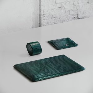 Etier Travel Collection Verde Crocodile Leather