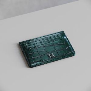 Fiore 7 Slot Card Holder Verde Crocodile Leather
