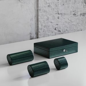 Etier Watch Roll & Case Verde Crocodile Leather Set