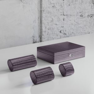 Watch Rolls & Case Grigio Crocodile Leather Set