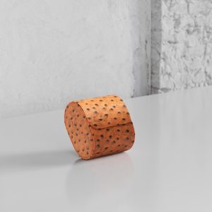 Gusto Single Watch Roll Tan Ostrich Leather