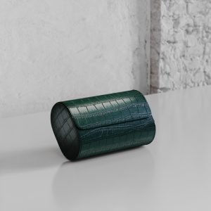 Verdi Double Watch Roll Verde Crocodile Leather