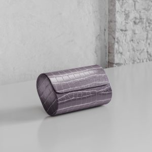 Verdi Double Watch Roll Grigio Crocodile Leather