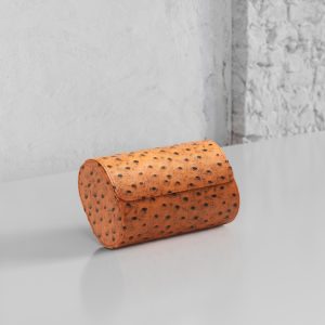 Gusto Double Watch Roll Tan Ostrich Leather