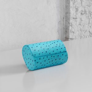 Gusto Double Watch Roll Aqua Ostrich Leather