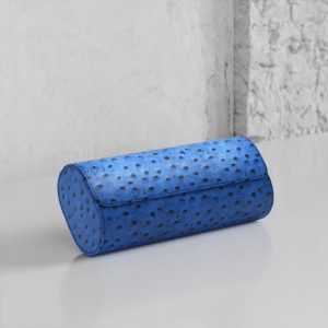 Gusto Triple Watch Roll Azzuro Ostrich Leather