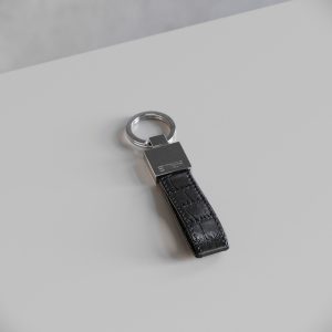 Santos Key Chain Holder Nero Crocodile Leather