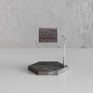 Single Watch Stand Hermes Marble & Grigio Ostrich Leather