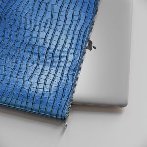 Roma Laptop Sleeve Azzuro Crocodile Leather