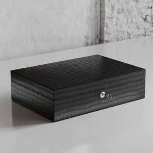 Zegato Ten Watch Case Nero Crocodile Leather