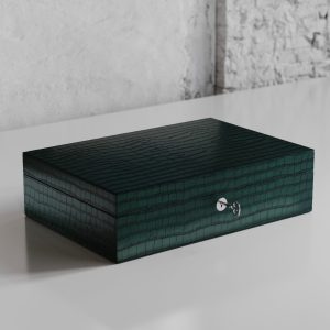 Zegato Ten Watch Case Verde Crocodile Leather