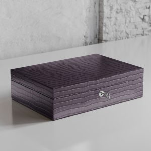 Zegato Ten Watch Case Grigio Crocodile Leather