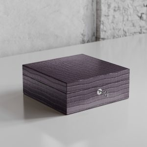 Tempo Four Watch Case Grigio Crocodile Leather