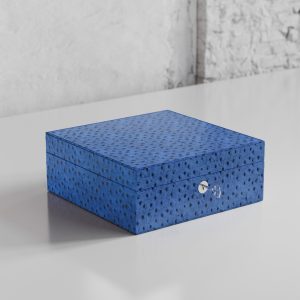 Vigo Four Watch Case Azzuro Ostrich Leather